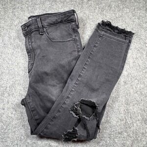 Abercrombie & Fitch High Rise Super Skinny Distressed Ripped Jeans Black 29/8